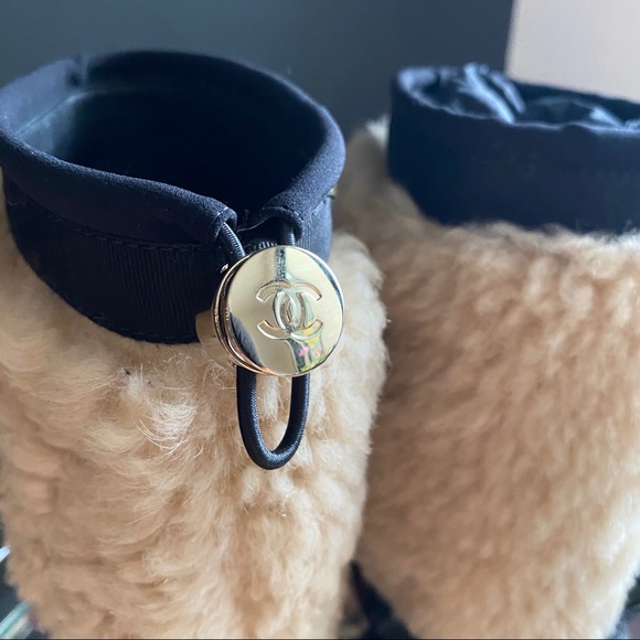 Chanel Shearling Crackled Sheepskin Boots - Picture 5 of 8